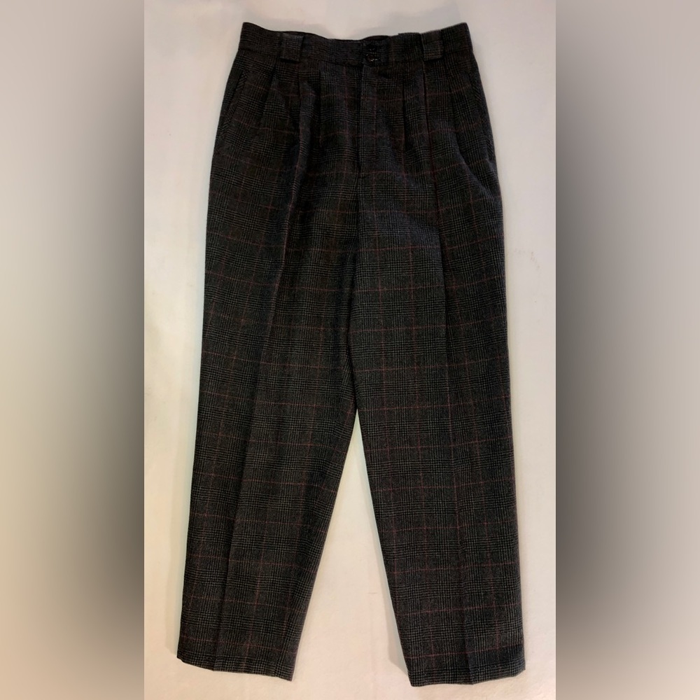 Vintage Giorgio Sant’Angelo Glen Check Plaid Wool Pants Gray Red - Picture 15 of 17